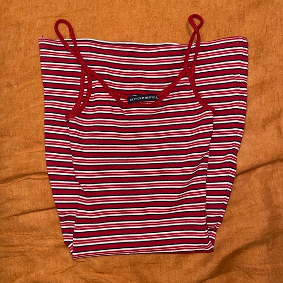 BRANDY MELVILLE STRIPED RED BODYCON MINI DRESS - Picture 2 of 4